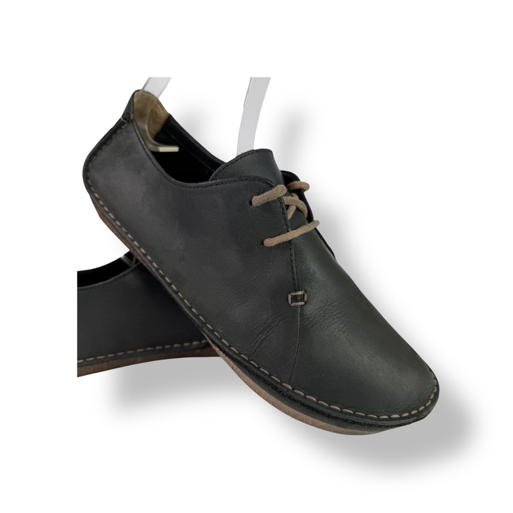 Clarks Janey Mae Black Leather Lace-Up Oxford Comfort Shoes Women’s 10 M